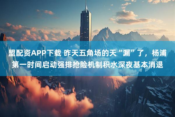 盟配资APP下载 昨天五角场的天“漏”了,杨浦第一时间启动强排抢险机制积水深夜基本消退